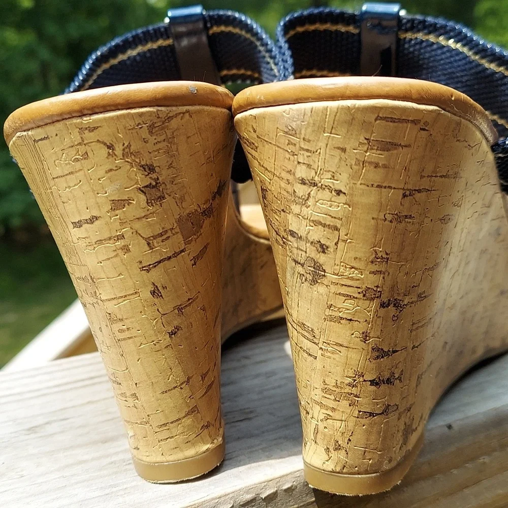 Tommy Hilfiger Cork Wedge Heels Slip on sandals Sz 9.5